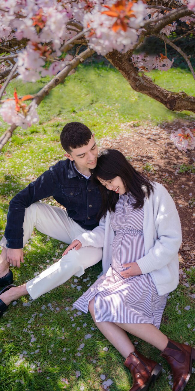 London maternity cherry blossom photo